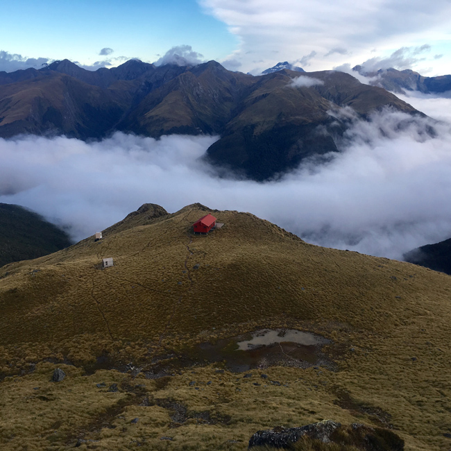 Brewster Hut above Haast Pass in Otago. A comfortable place in a fantastic setting (built 2006)